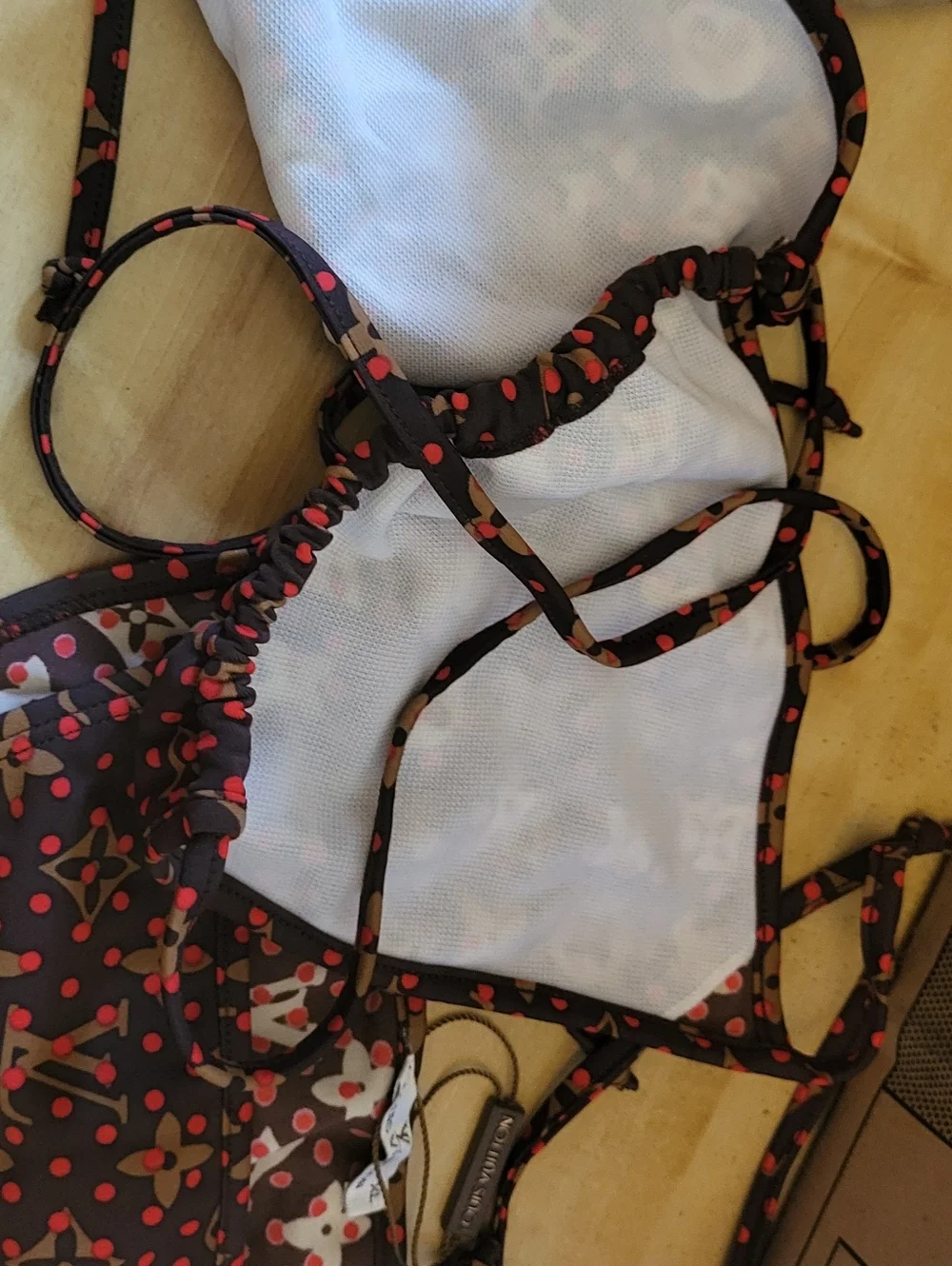 Inspired By L.V.Red and Brown Monogram Bikini - Picture 3 of 5